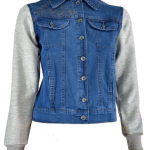 6524 - Jaqueta Jeans Lyc Donna Bordada - Manga Moleton